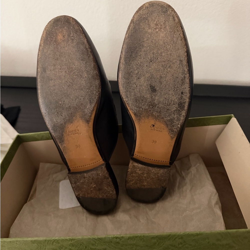 Gucci Black Leather Horsebit Mule Clogs with Gold Hardware - Picture 5 of 5